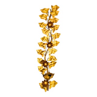 Mid-Century Italian Gilt Metal Ivy Wall Sconce – Hollywood Regency / Italian Florentine For Sale