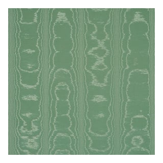 Sample - Schumacher Washington Moiré Fabric In Green For Sale