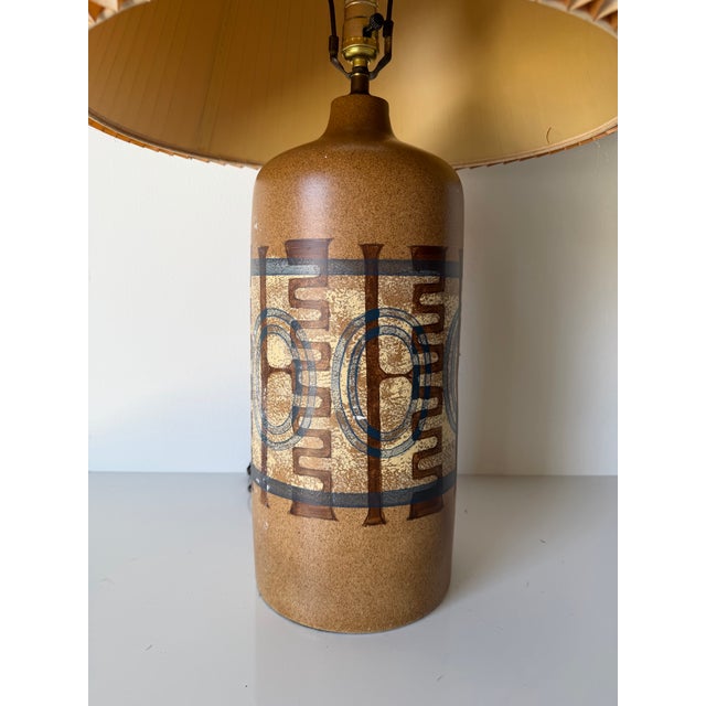 Ceramic Vintage Elspeth Cohen for Lapid Pottery Pattern Hand-Painted Ceramic Table Lamp For Sale - Image 7 of 12
