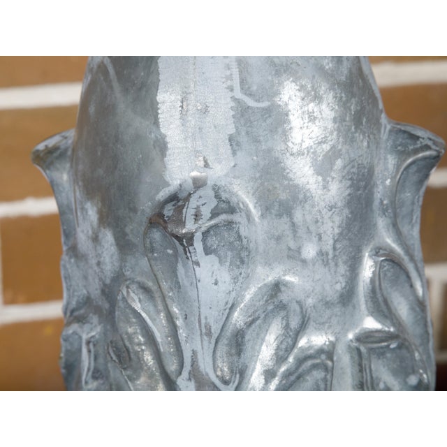 Zinc Crowned Acorn 1920s Decorative Element Mounted on Circular Lucite Base For Sale - Image 10 of 12