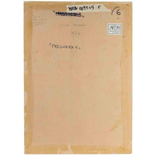 Mino Meno, Prayer 1, 1977, Oil on Plywood For Sale - Image 3 of 6