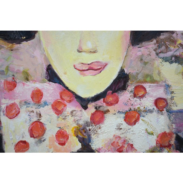 Early 21st Century Girl With a Bow.Modern Original Painting. For Sale - Image 5 of 11