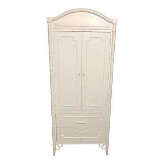 Vintage Thomasville Allegro Faux Bamboo Armoire Wardrobe Cabinet For Sale