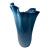 Large Blue Murano Ruffled Art Glass Vase For Sale