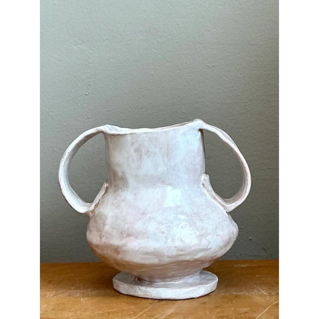 Vintage Ceramic Biomorphic Double Handle Vase For Sale - Image 4 of 12