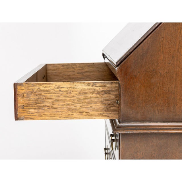 George II Style Parcel Gilt Walnut Bureau Bookcase, 19th Century For Sale - Image 10 of 11