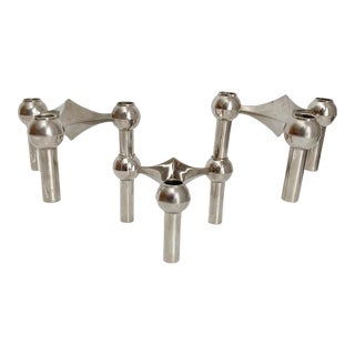 Mid-Cenutry Fritz Nagel & Ceasar Stoffi Chrome Plated Modular Candle Holders - Set of 3 For Sale
