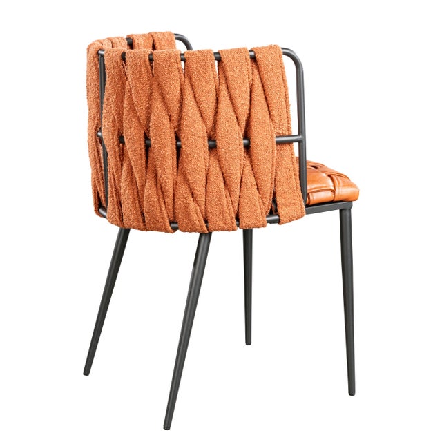 Mid-Century Modern Gigi Marble Top Dining Set with Orange Chairs - Set of 5 For Sale - Image 3 of 7