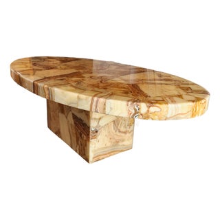 Beautiful Vintage Tessellated Brown Onyx Coffee Table For Sale