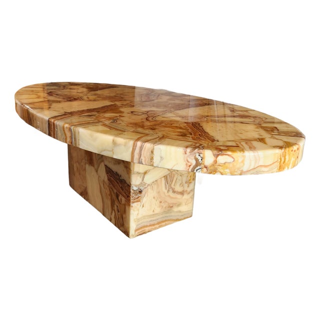 Beautiful Vintage Tessellated Brown Onyx Coffee Table For Sale