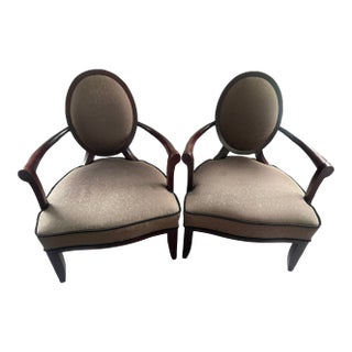 1990s Barbara Barry X-Frame Oval Back Armchairs- Set of 2 For Sale