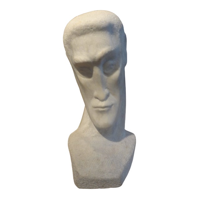 Mid-Century Modern Carrara Marble Bust For Sale
