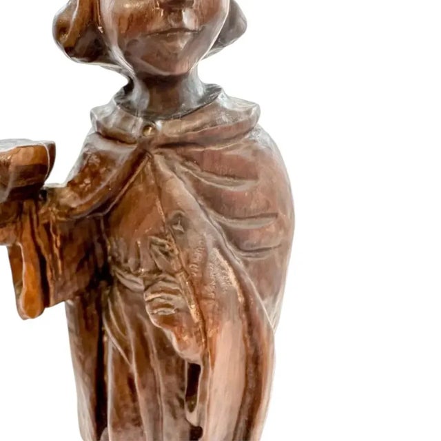 Italian Baroque Artist, Carved Altar Candlestick Figure, 1700s, Walnut For Sale - Image 10 of 16