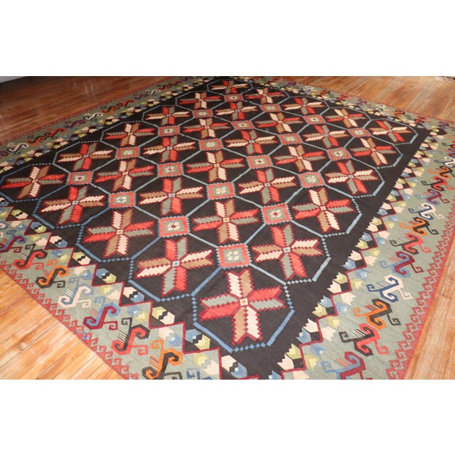 Textile Early 20th Century Besserabian Large kilim - 11'9" x 13' For Sale - Image 7 of 10