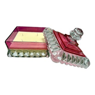 Vintage Westmoreland Glass Box With Handcrafted Tea Scented Candle For Sale