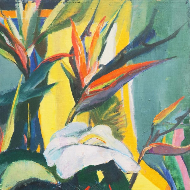 Modern 'Birds of Paradise, Hawaii' by Ethelyn Cobb, 1962, Mid-Century, New York Woman Artist, Woodstock, Art Students League For Sale - Image 3 of 10
