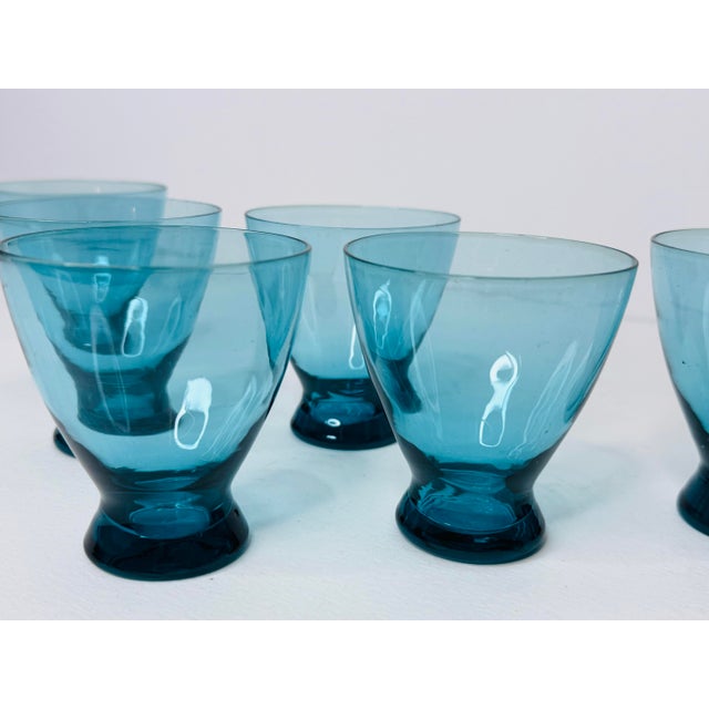 Russel Wright Vintage 1950s Teal Juice Glasses by Russel Wright for Imperial Glass, Set of 6 For Sale - Image 4 of 7