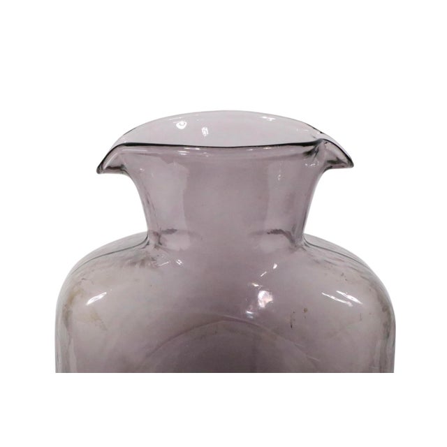 Glass Mid 20th Century Blenko Double Spout Water Bottle in Amethyst Glass For Sale - Image 7 of 12