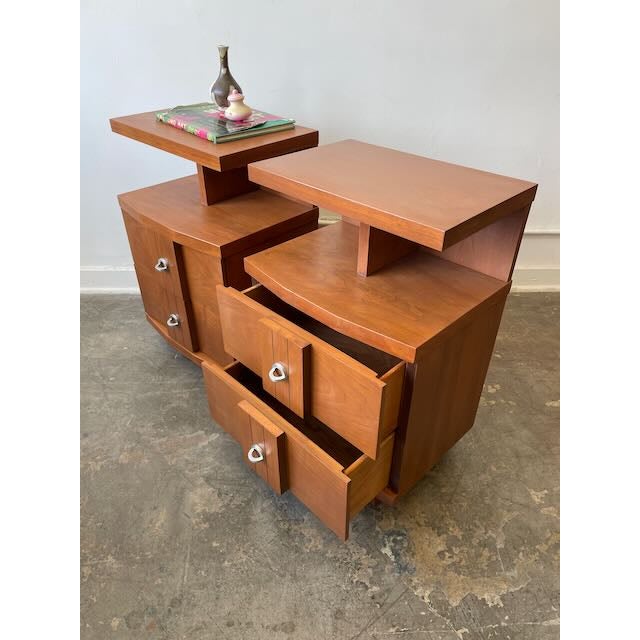 Brown Restored Pair of "Titan" Nightstands by Kent Coffey For Sale - Image 8 of 12