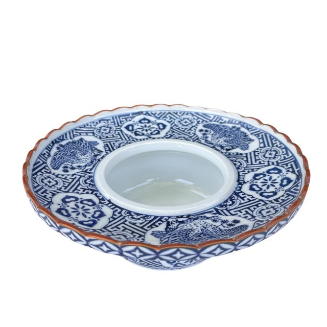 Chinese Mid 20th Century Blue & White Decorative Ceramic Bowl For Sale - Image 3 of 6