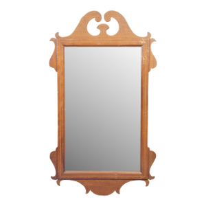 Mid 20th Century Vintage Chippendale Mahogany Inlaid Wall Vanity Mirror