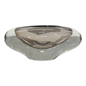 Global Views Abstract Bean Polish Hand-Blown Art Glass Vase – Large - Gray