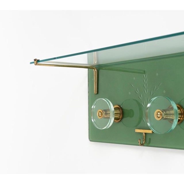 Mid-Century Coat Rack Shelf in Glass and Brass attributed to Cristal Arte, Italy, 1950s For Sale - Image 13 of 17