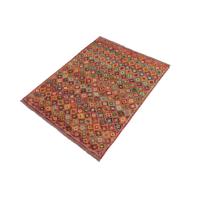 Contemporary Contemporary Balochi Purple/Rust Wool Rug - 3'5''x4'11'' For Sale - Image 3 of 11