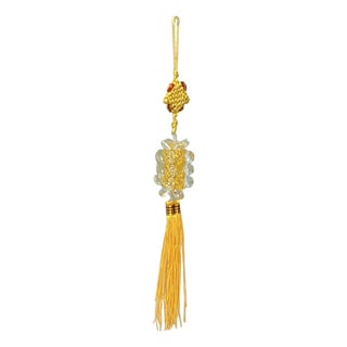 Golden Yellow Clear Resin Crystal Cut Beads Tassel Art For Sale