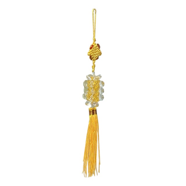 Golden Yellow Clear Resin Crystal Cut Beads Tassel Art For Sale