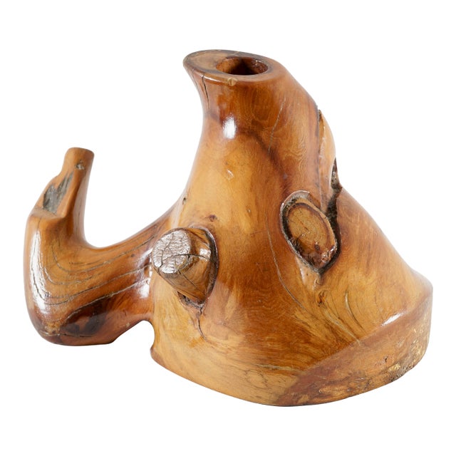 Live-Edge Burl Wood Sculpture/Vase by C. Lund For Sale