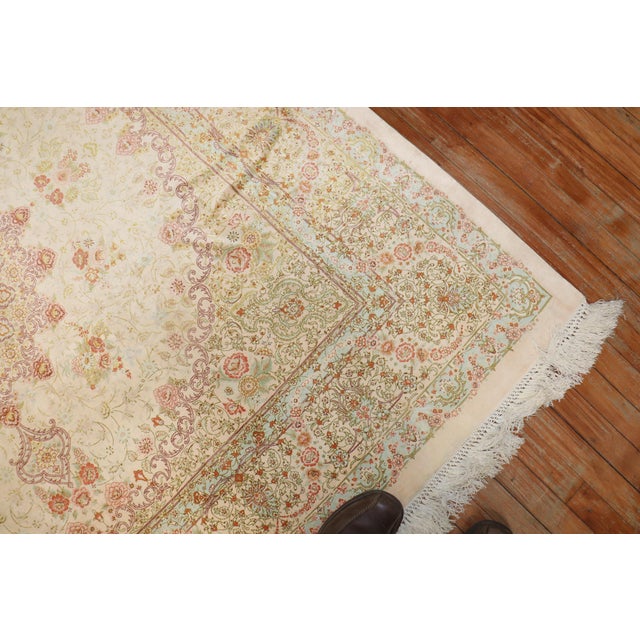 Persian Late 20th Century Zabihi Collection Rare Square Size Silk Persian Qum Rug - 6'4" x 6'6" For Sale - Image 3 of 12