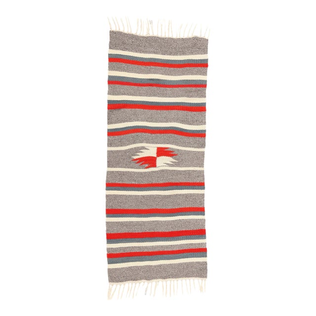 Vintage Rio Grande Chimayo Banded Blanket Rug - 02'00 X 05'00 For Sale