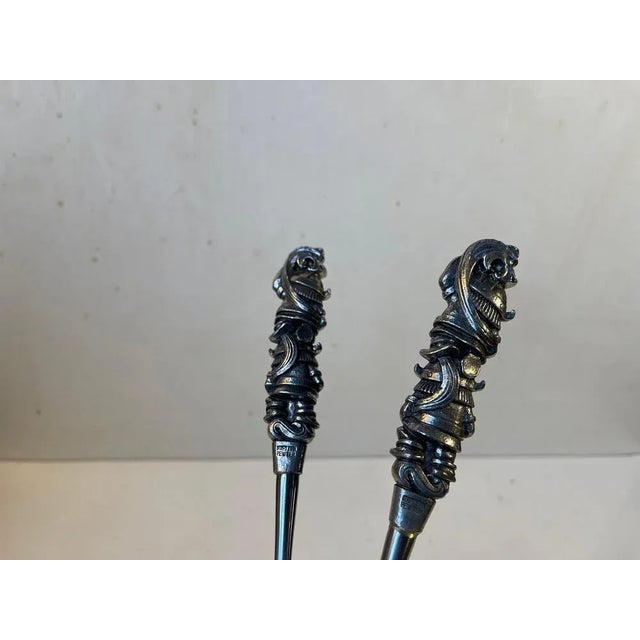 Metal Vintage Norwegian Viking Salad Set and Bottle Opener by A. S. Tinn Per, 1970s, Set of 3 For Sale - Image 7 of 11