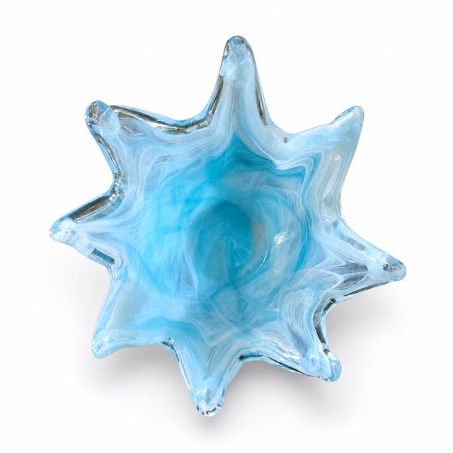 Add a touch of Italian elegance to your collection with this **Vintage MCM Murano Style Italian Art Deco Glass Bowl...