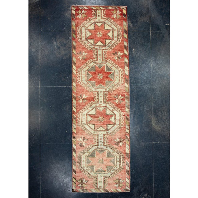 Salmon Turkish Vintage Runner Rug 3'1" x 10' #326 For Sale - Image 8 of 8