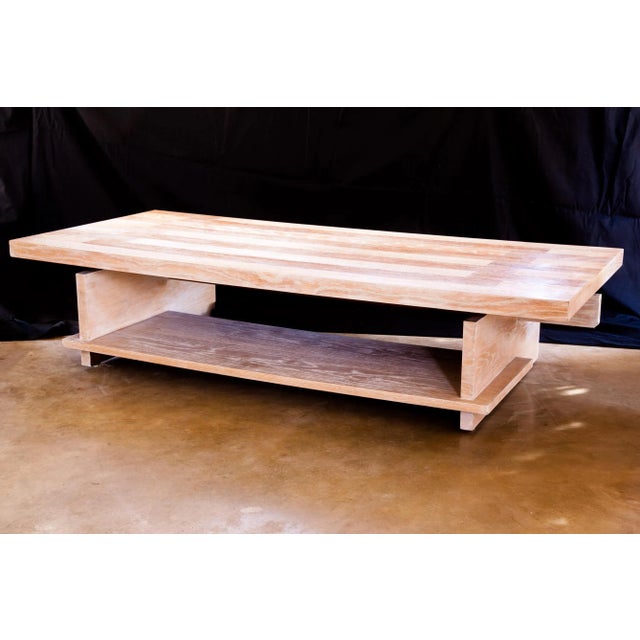 Lane Altavista Coastal Constructivist Cerused White Oak Walnut Coffee Table For Sale In San Antonio - Image 6 of 12