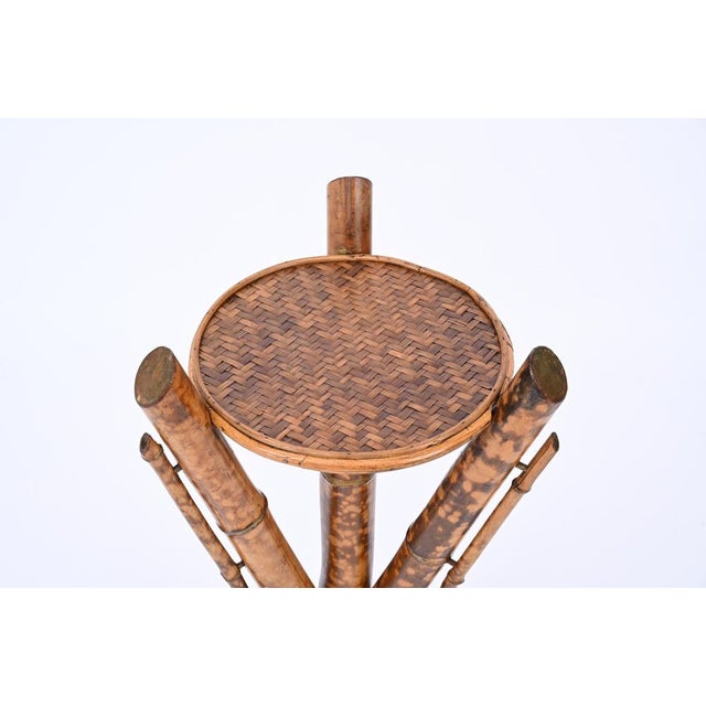 Italian Tiger Bamboo Tripod Pedestal or Plant Stand, Italy, 1950s For Sale - Image 4 of 15