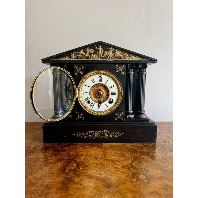 Mid 19th Century Antique Marble Mantle Clock, 1860 For Sale - Image 5 of 7