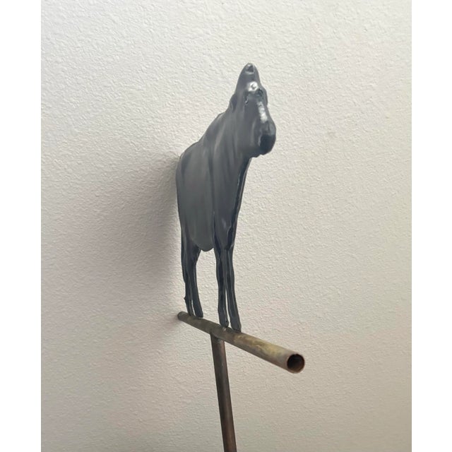 1970s Antique Painted Copper Cow Weathervane Sculpture Painted Black, 9” X 16” For Sale - Image 5 of 11