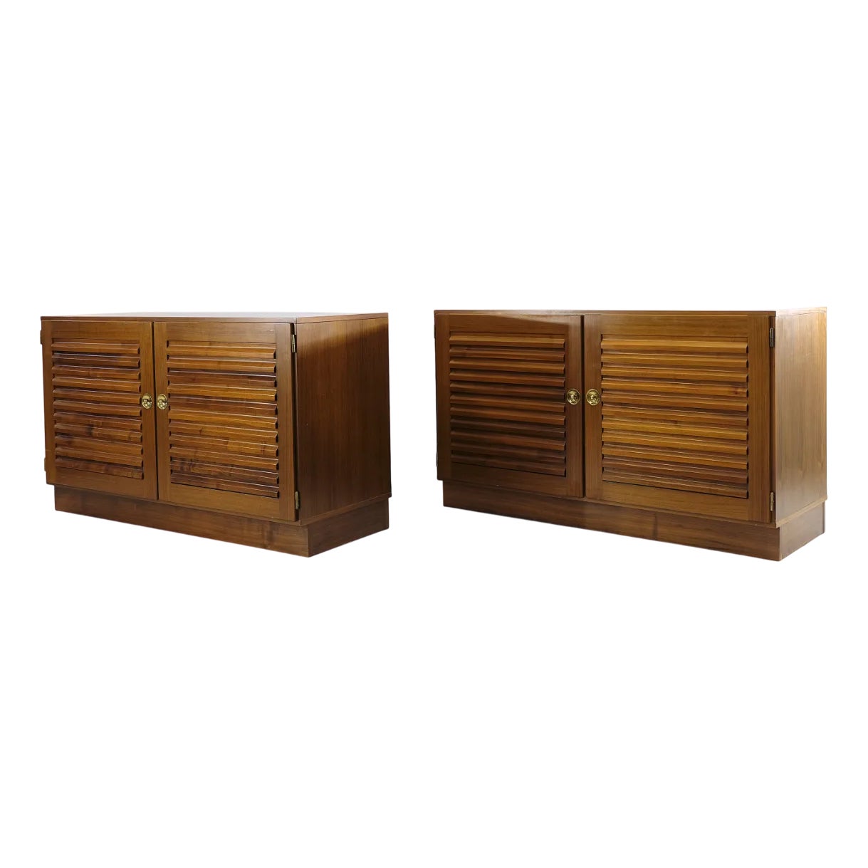 Vintage Cabinets with Jalousie / Venetian Blind Doors in Walnut