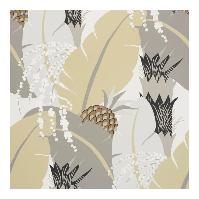 Sample - Schumacher X Paul Poiret AnanasWallpaper in Neutral For Sale