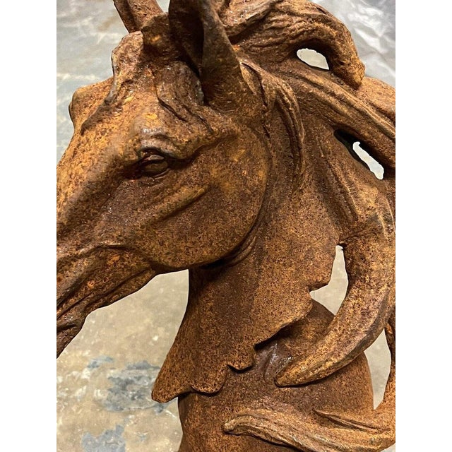 Large Cast Iron Horse Head Statue For Sale - Image 3 of 7