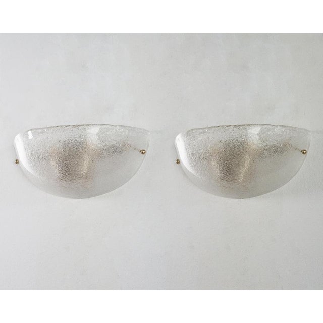 Handmade Murano Glass Wall Sconce in Clear Color, Artistic Glass Leaf with Grit, 1980s For Sale - Image 7 of 12