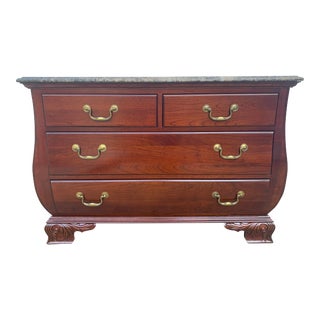 Late 20th Century Pennsylvania House Cherry Chippendale Bombay With Marble Top Commode/Dresser. For Sale