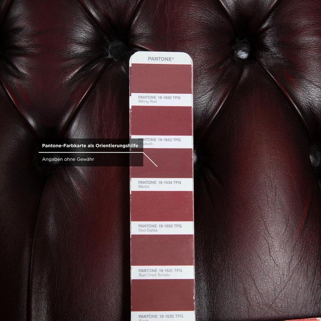 Set of Chesterfield Armchair and Ottoman in Leather and Wood For Sale - Image 13 of 18