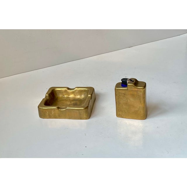 Vintage Brutalist Lauterbach Ashtray and Lighter Holder in Bronze, 1970s, Set of 2 For Sale - Image 11 of 11