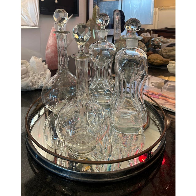 Vintage French Cut Crystal Decanters, Val Saint Lambert Attributed, Set of Two Offred for sale is a set of 2 elegant hand-...