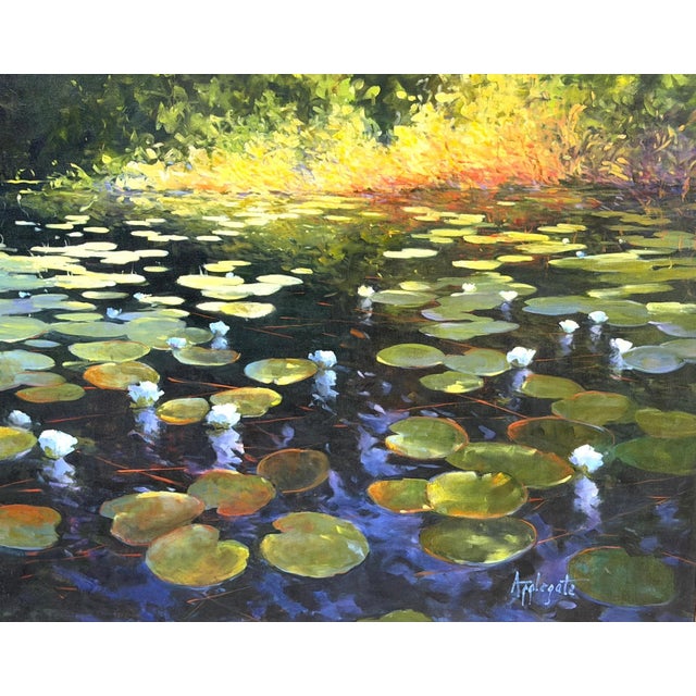 Barbara Applegate (American, b. 1954) Impressionist Water Lilies For Sale - Image 12 of 15