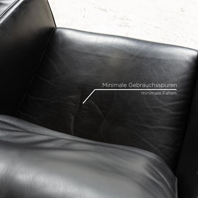 Sesame Leather Armchair in Black from FSM For Sale - Image 5 of 15